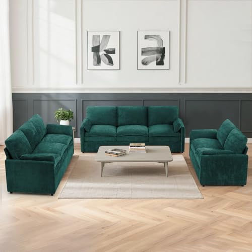 3 Pieces Chenille Sofa Set w/Two Arm Pillows - Image 3