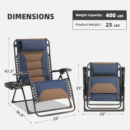 Zero Gravity Chair Set of 4 Oversized Padded Recliner - Image 3