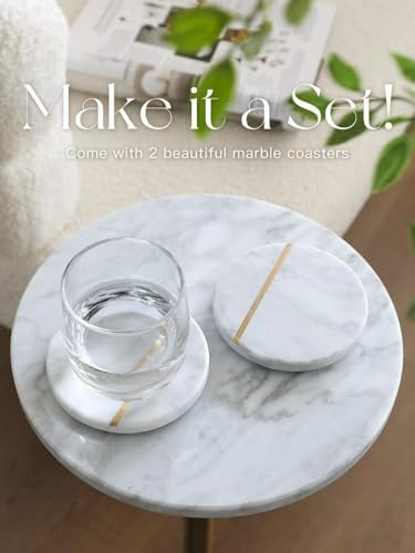 Adjustable 10" White Marble Drink Table - Image 6