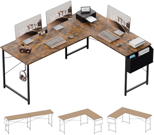 Pamray 64.5 Inch Reversible L Shaped Gaming Desk Large Corner Computer Desk - Image 4