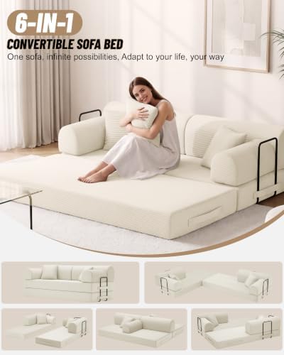 78.8" Convertible Sofa Bed, High Back Boneless Couch - Image 3