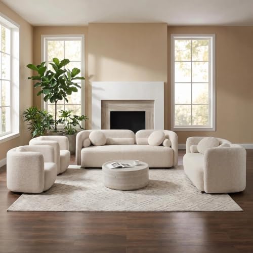 4-Piece Curved Couch Set, Sofa Loveseat & 2 Chairs - Image 3