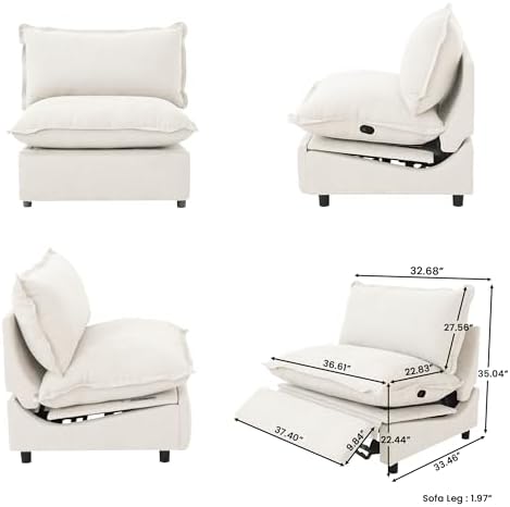 Power Recliner Middle Sofa Seat, Cloud Modular Sofa Seat, Heated Seat Cushion - Image 2