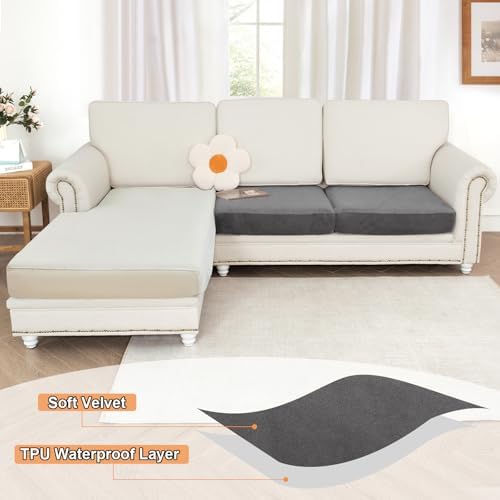 NAISI Waterproof Couch Cushion Covers Thick Velvet Fabric Washable Sofa - Image 2