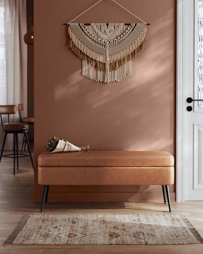 VASAGLE Storage Ottoman Bench, PU Leather, Steel Legs - Image 2