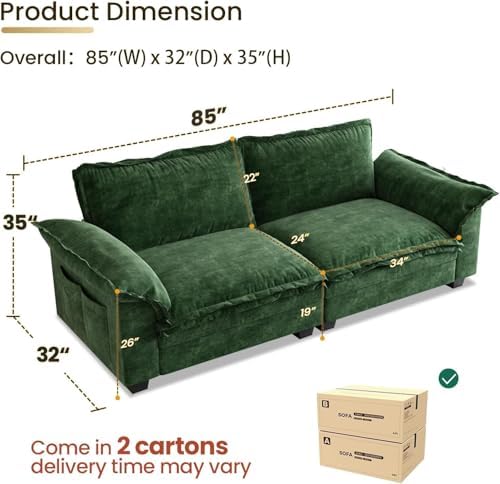 89 Inch Modular Sectional Couches, 4 Seater Sectional Cloud Sofa - Image 2