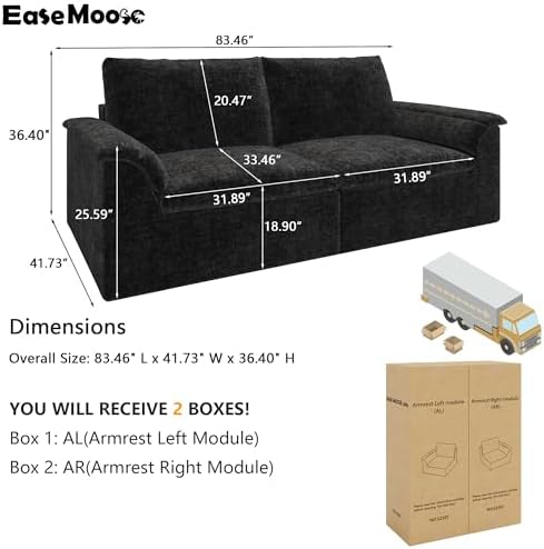 EASE MOOSE Boneless Couches for Living Room, Modular Loveseat Sofa - Image 2