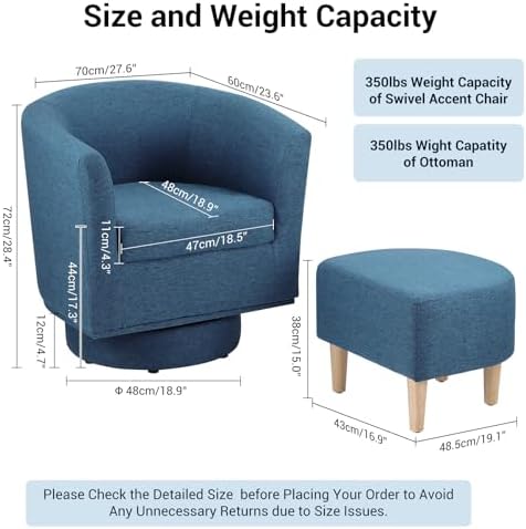 DAZONE Swivel Accent Chair Modern Barrels Chair - Image 2