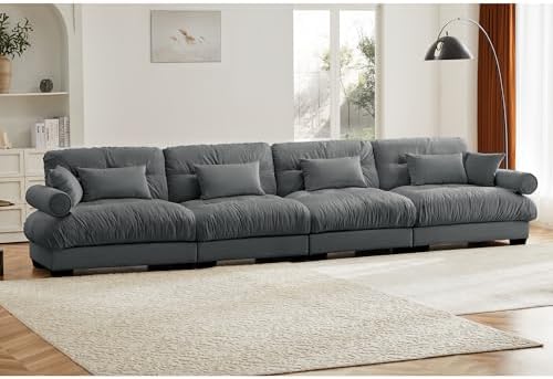 166" Modular Sectional Sofa, Velvet Upholstered Couches - Image 3