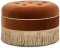 Jennifer Taylor Home Yolanda 24" Round Upholstered Accent Ottoman, Burnt Orange by Unknown