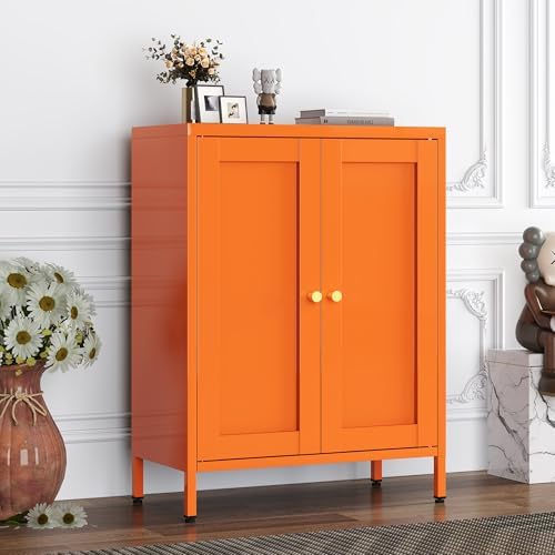 Orange Metal Storage Bathroom Floor Cabinet by LTLTSOBUMetalCabinet