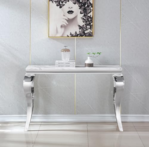 47'' White Marble Console Table Modern Accent Table - Image 3