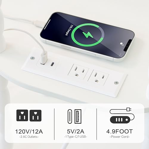 MaxSmeo White Side Table with Charging Station, 3-Tier Small Oval End Table - Image 4