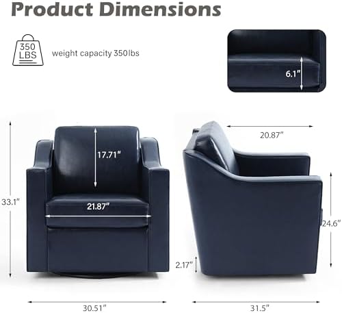 Faux Leather Swivel Accent Chairs Set of 2, Living Room Chair - Image 2