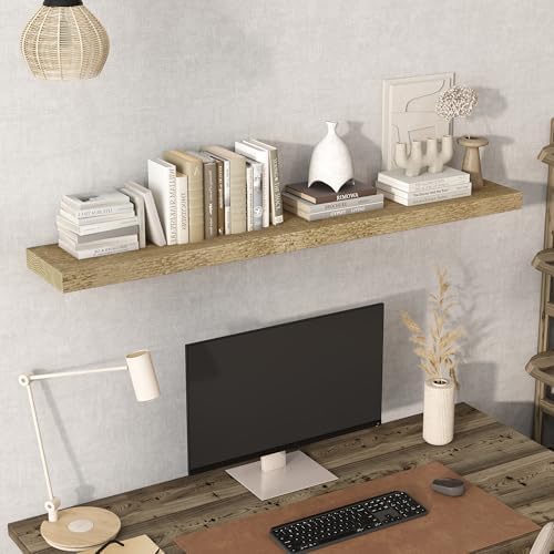 Acovy 55" Unfinished Solid Reclaimed Wood Floating Shelves, Rustic Heavy-Duty - Image 6