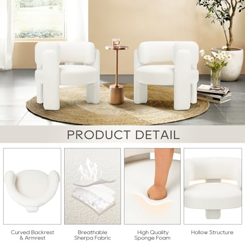 COLAMY Modern Accent Chair, Upholstered Barrel Chair - Image 3