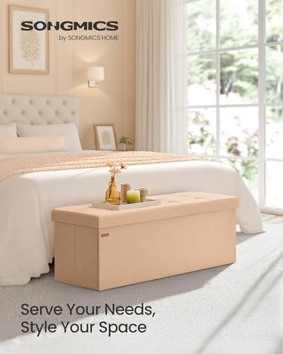 SONGMICS 43.3 Inches Folding Storage Ottoman Bench, Load 660 lb - Image 3