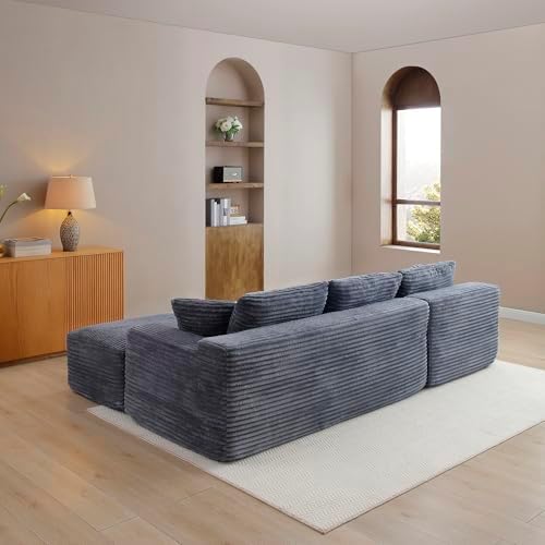 105-Inch L-Shaped Left Facing Corner Compressed Sofa Modular Sectional Boneless - Image 5