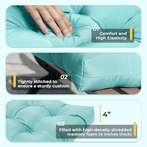 All Weather Outdoor Wicker Chair Cushions of 3 Pieces, Waterproof Outdoor - Image 5