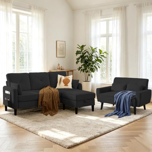3 Piece Living Room Sofa Sets, 3-Seater + Loveseat + Ottoman - Image 6