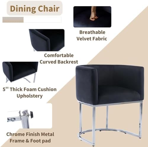 HNY Mid Century Modern Upholstered Barrel Dining Chairs - Image 3