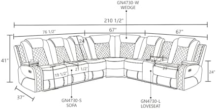 Power Recliner Sofa Sectional - Image 2