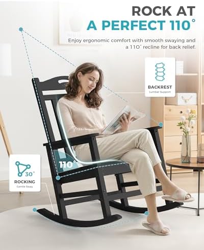 Ciokea Oversized Outdoor Rocking Chairs Set of 4, 380lbs Heavy-Duty Large Patio - Image 4
