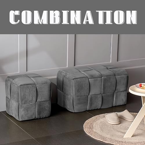 Cmishe 28" Rectangular Woven Corduroy Ottoman Footrest - Image 4