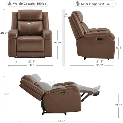 Watson & Whitely Genuine Leather Wall Hugger Power Recliner - Image 6