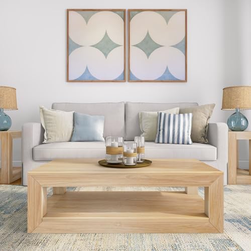 Plank+Beam Modern Coffee Table, Rectangular, 40 Inch, Blonde Wirebrush - Image 3