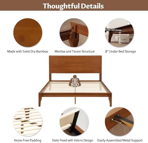 Merax King Size Bamboo Platform Bed Frame - Image 5