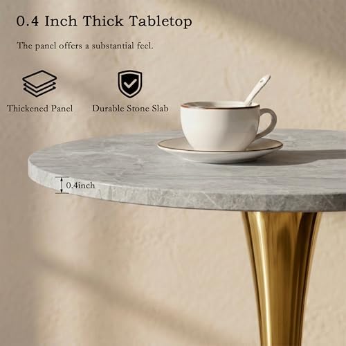 27.6" Marble Round Tulip Table, Mid-Century Modern Style Dining Table - Image 3