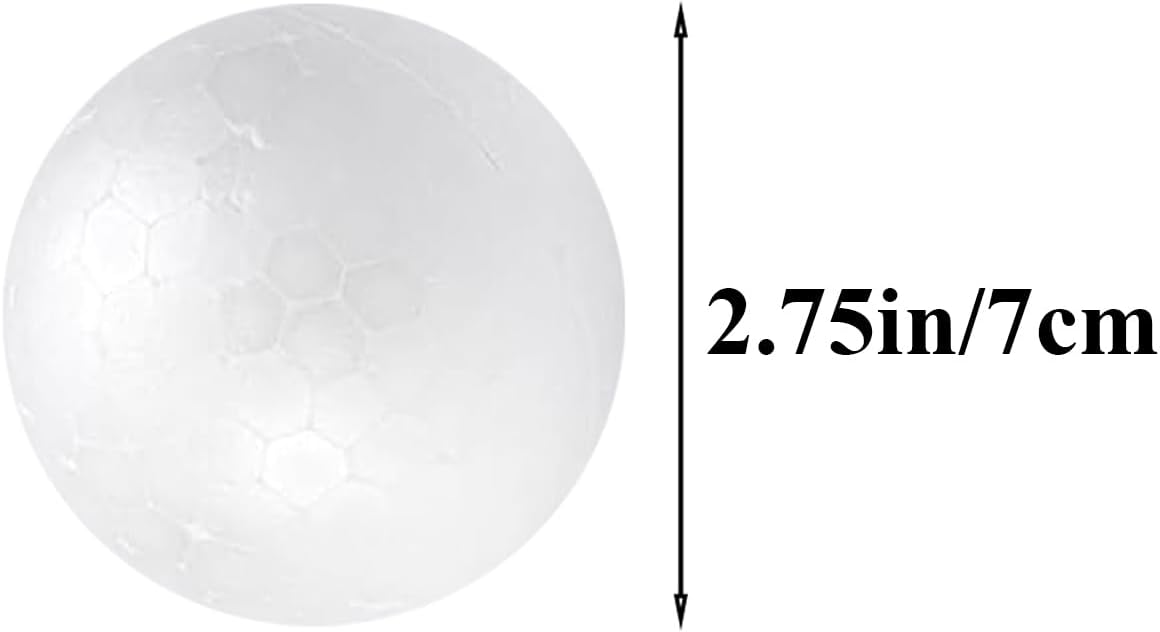 Crafjie Craft Foam Balls 2.75 Inches in Diameter 20-Pack, Smooth Polystyrenets Foam Ball, for Decoration Household School Projects DIY Arts and Craft, White