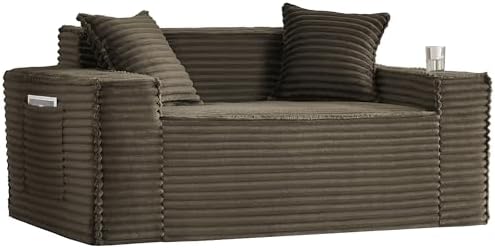 61" Boneless Sofa Couches with Cup Holder, 2 Seat Loveseat Sofas with Side by Easilive