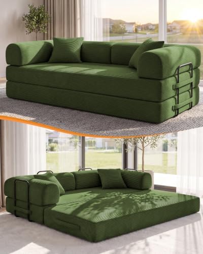 79" Boneless Couch Bed, 6-in-1 Convertible Futon Sleeper Sofa Bed by NNQComfyHome