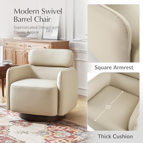 HULALA HOME Genuine Leather Swivel Rocker Chairs Set of 2, Swivel Rocking - Image 5
