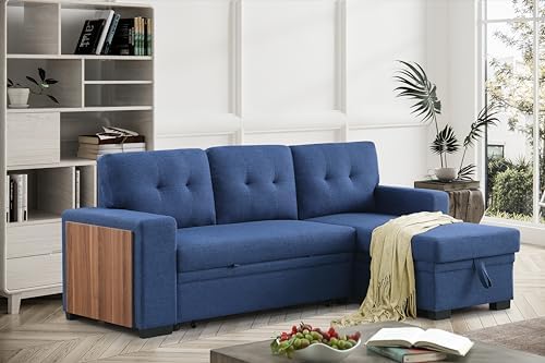 Ball & Cast L-Shape Reversible Sectional Sleeper Sofa Bed, 4 in 1 Pull Out Couch - Image 5