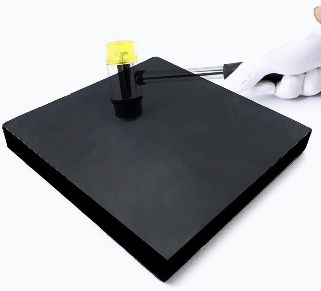MIKMAYTOO Rubber Bench Block Jeweler's Rubber Bench Block Rubber Stamping Block for Hammering, Shaping, Chasing, Flattening Metals (100 * 100 * 15mm)