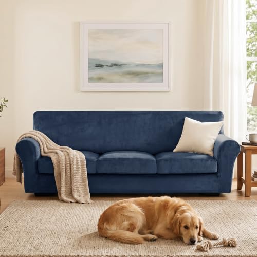 XINEAGE 4-Piece Velvet Oversize Sofa Cover, Couch Covers - Image 4