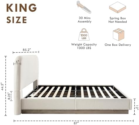 King Boucle Upholstered Bed Frame - Image 2