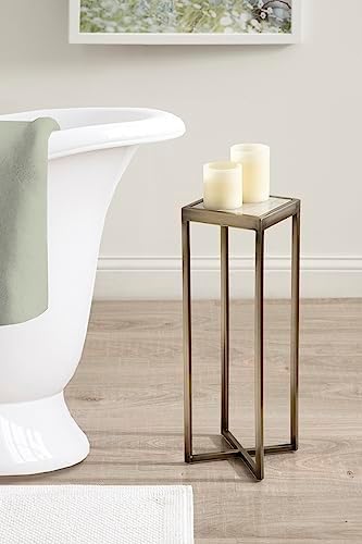 Kate and Laurel Jaspur Modern Square Drink Table, Natural Quartz and Brass - Image 2