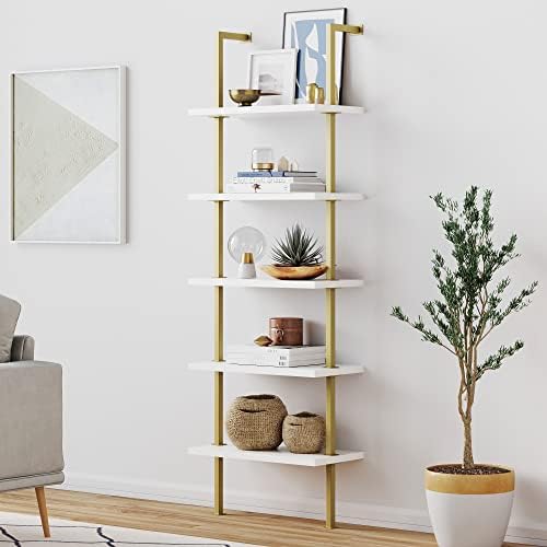Nathan James Theo 5-Shelf Modern Bookcase, Open Wall Mount Ladder Bookshelf by Unknown