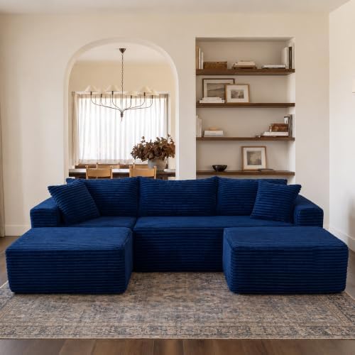 Claiks 94" Boneless Couch, U-Shape Corduroy Sectional Sofa by CLAIKS