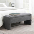 JEEOHEY Storage Ottoman Bench, Linen Tufted Large Shoe Entryway Benches by JEEOHEY