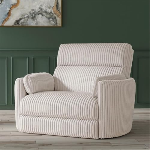 Pemberly Row Mega Ivory XL Extra Wide Power Glider Recliner - Image 2