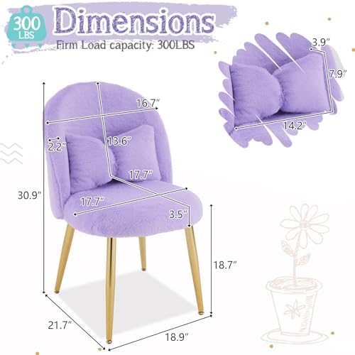 VINGLI Fluffy Girls Vanity Chair - Image 2