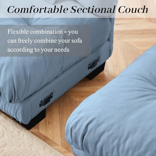 Modular Sectional Sofa for Living Room, Oversized 4 Seater Blue Sectional - Image 6