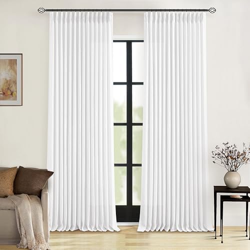 TWODRAPES 100 Inch Linen Pleated Curtains 2 Panels by TWODRAPES