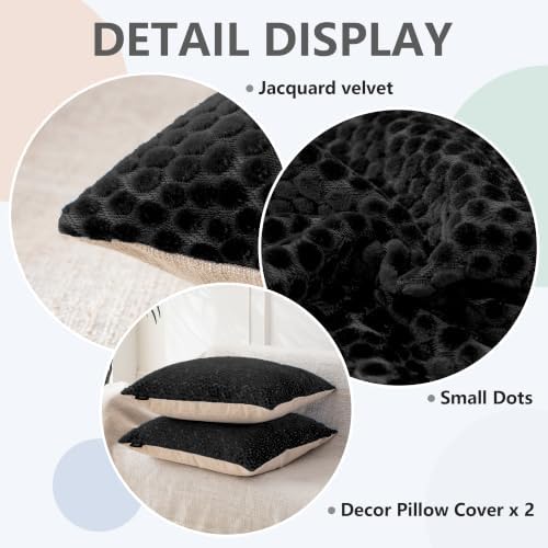 FIFU 18x18 Inch Throw Pillow Covers Set of 2, Jacquard Velvet - Image 5