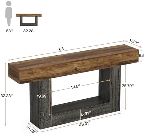 Tribesigns 63" Console Table, 2-Tier Entryway Table - Image 2